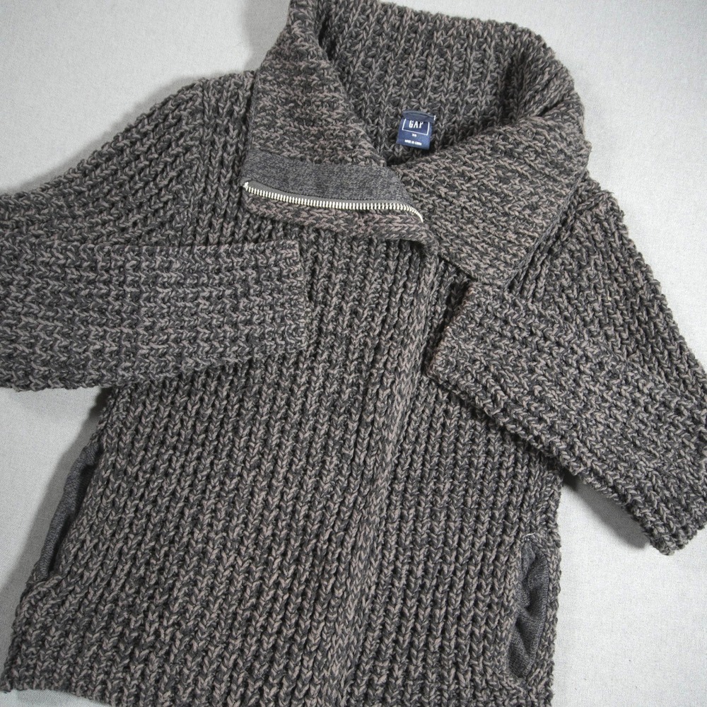 Gap Moto Chunky Knit Asymmetrical Zip Women Sweater XS Heavyweight Coastal Prep